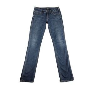 Silver Jeans Co. Elyse Straight Jeans Women 28x32 Blue Denim Mid Rise Distressed